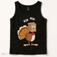 Meow Meow Funny Turkey Thanksgiving Tank Top thumb 2