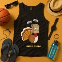 Meow Meow Funny Turkey Thanksgiving Tank Top thumb 4