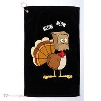 Meow Meow Funny Turkey Thanksgiving Golf Towel thumb 0