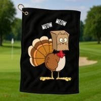 Meow Meow Funny Turkey Thanksgiving Golf Towel thumb 1