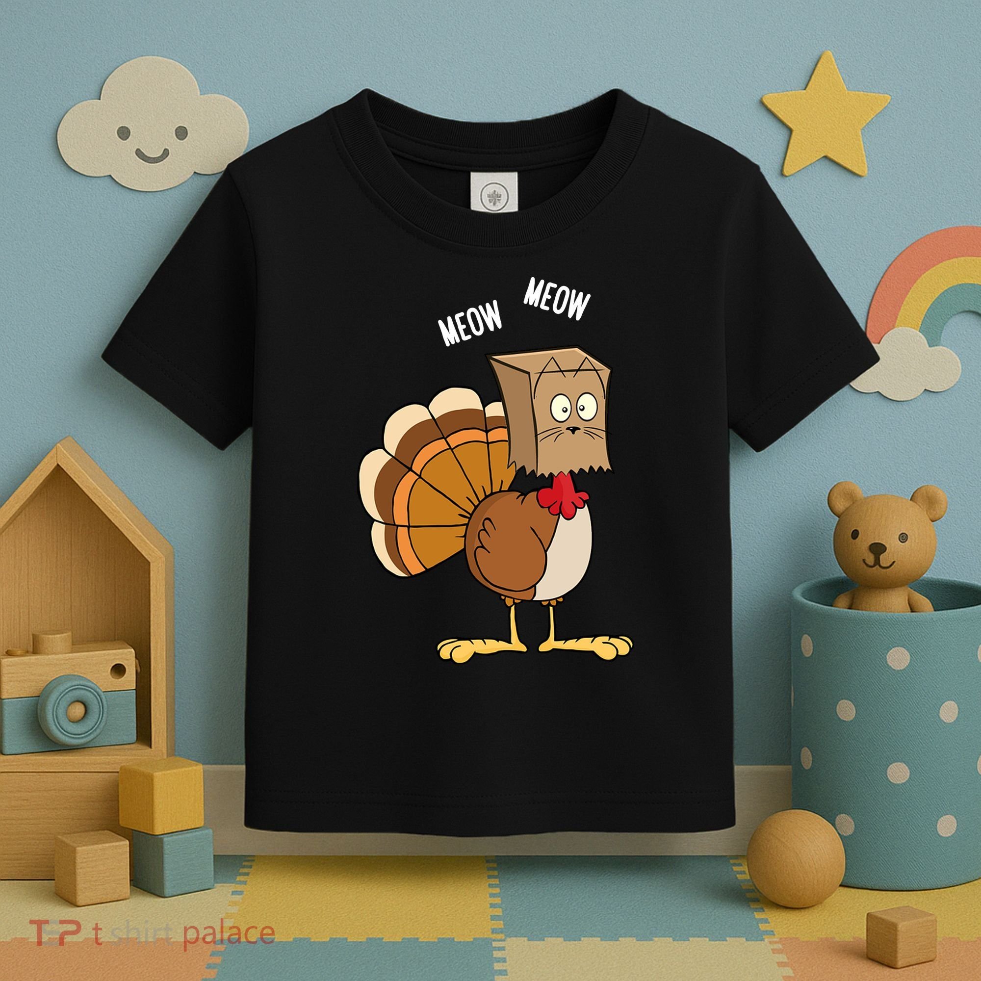Meow Meow Funny Turkey Thanksgiving Toddler T-Shirt
