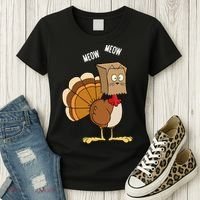 Meow Meow Funny Turkey Thanksgiving Women's T-Shirt thumb 3
