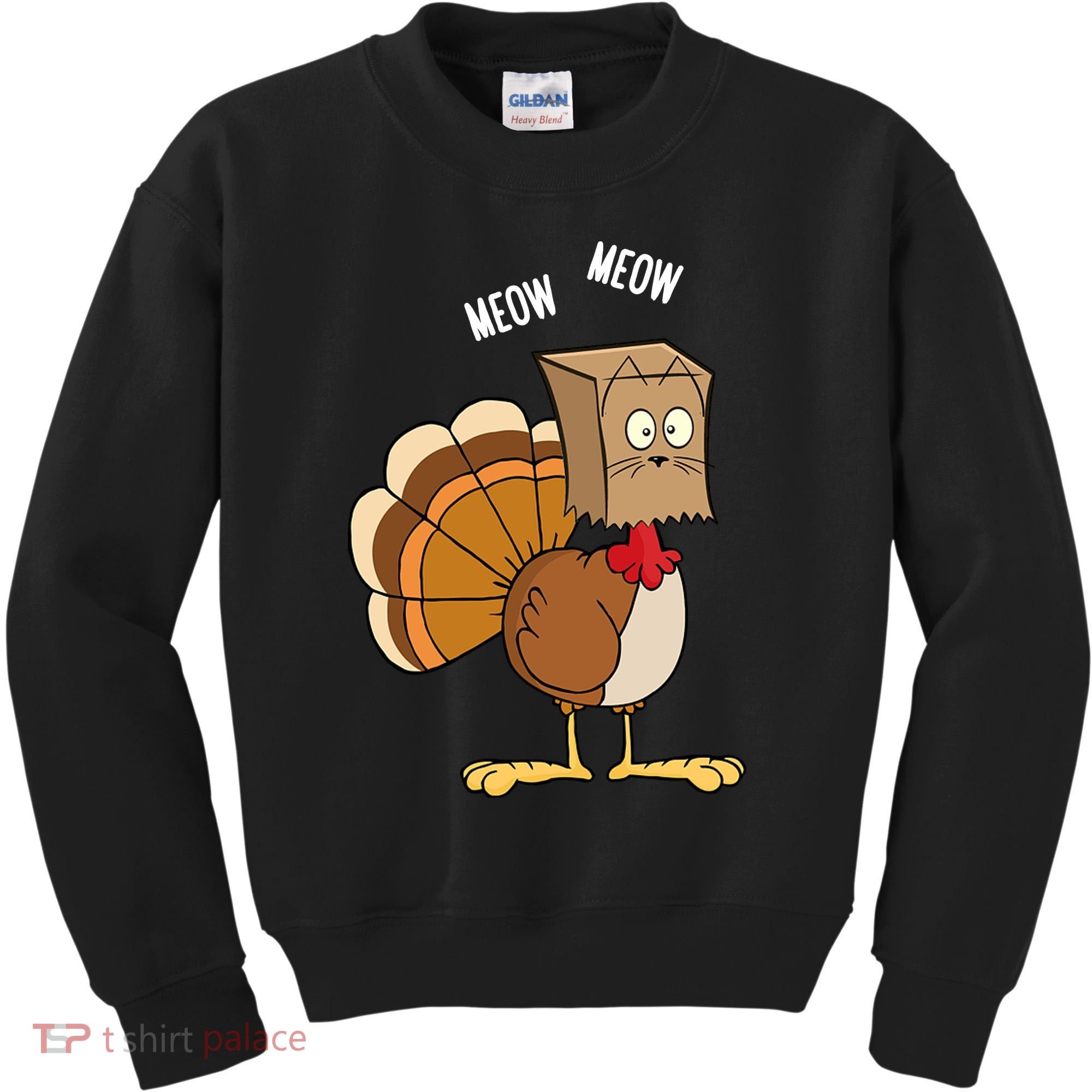 Meow Meow Funny Turkey Thanksgiving Kids Sweatshirt