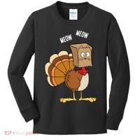 Meow Meow Funny Turkey Thanksgiving Kids Long Sleeve Shirt thumb 0