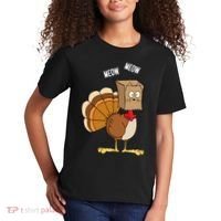 Meow Meow Funny Turkey Thanksgiving Kids T-Shirt thumb 2