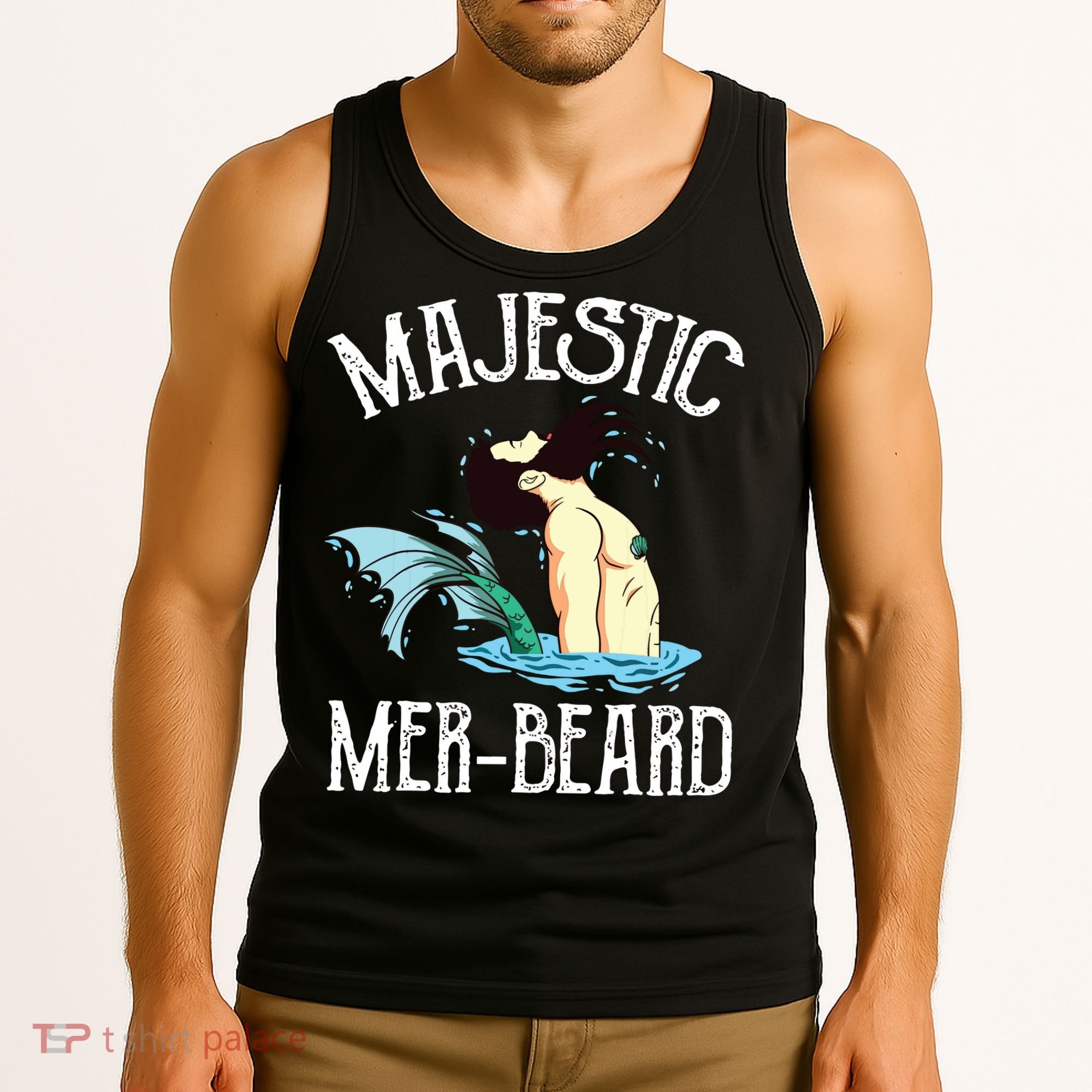 Majestic Merbeard Funny Merman Manly Merman Tank Top