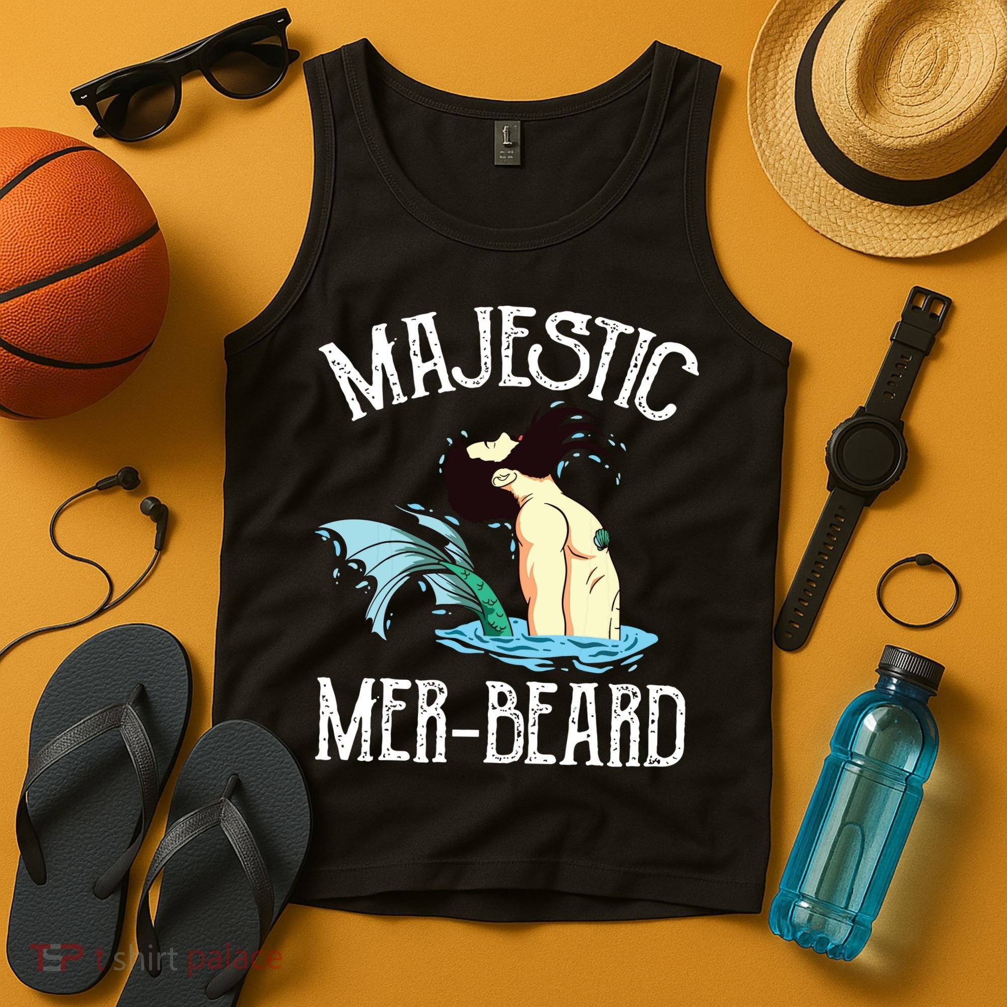 Majestic Merbeard Funny Merman Manly Merman Tank Top