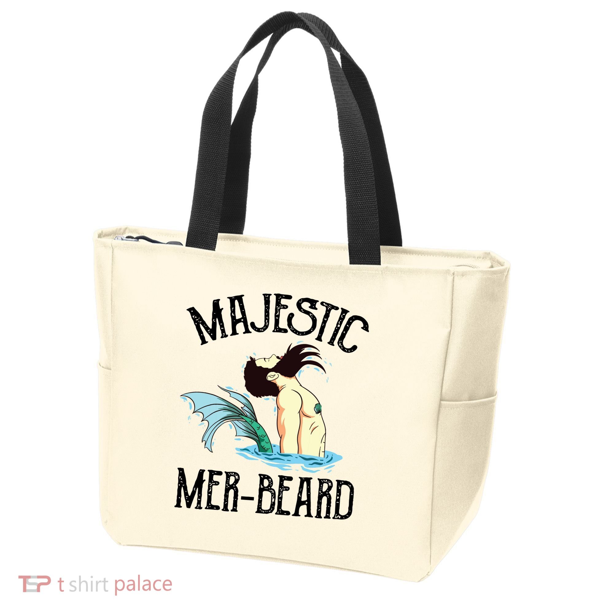 Majestic Merbeard Funny Merman Manly Merman Tote Bag