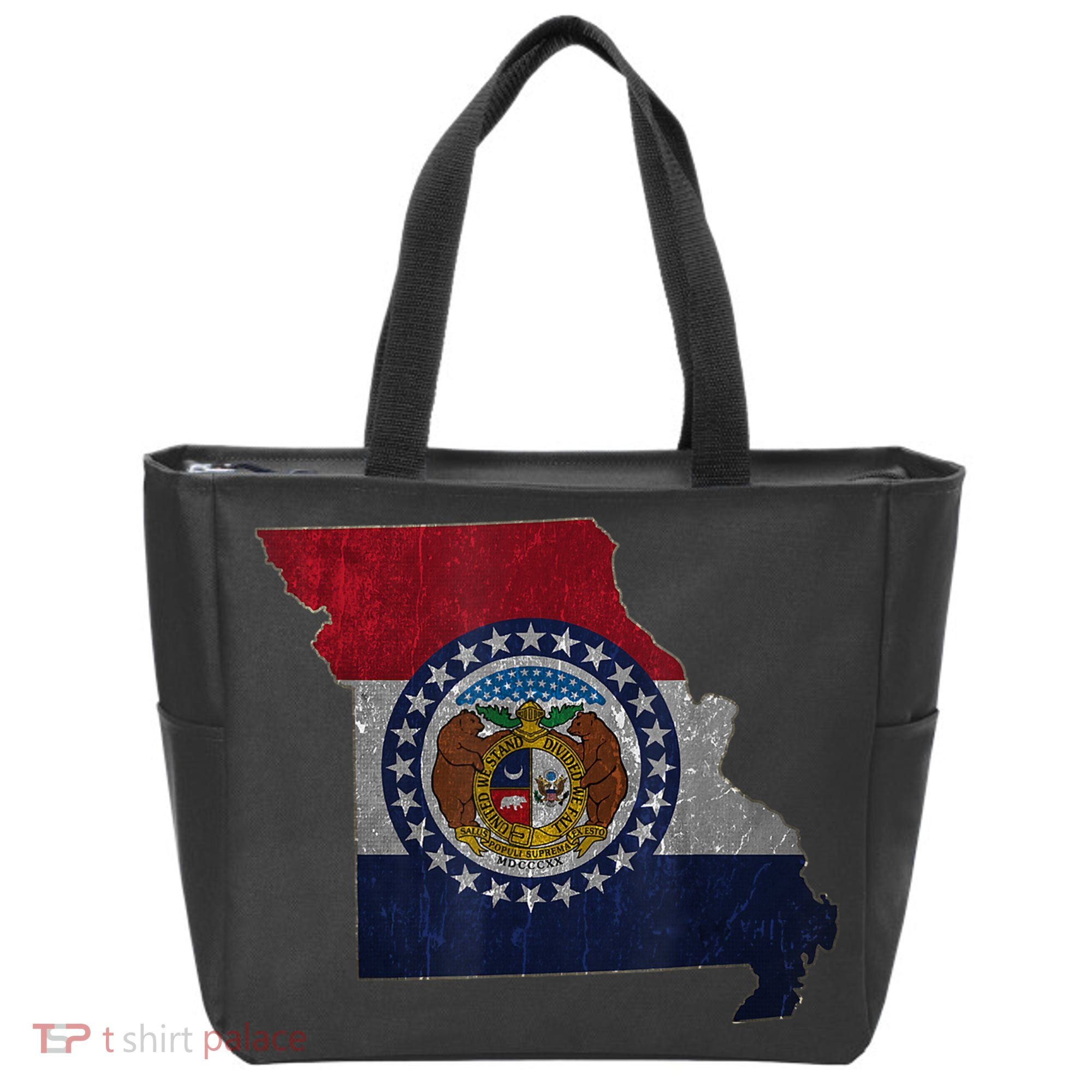 Missouri Map Flag State Distressed Tote Bag