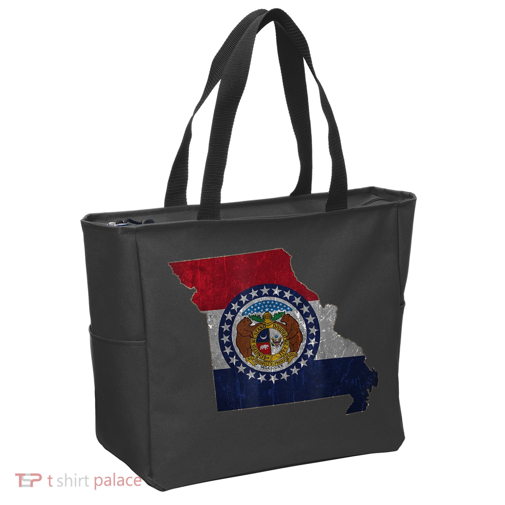 Missouri Map Flag State Distressed Tote Bag