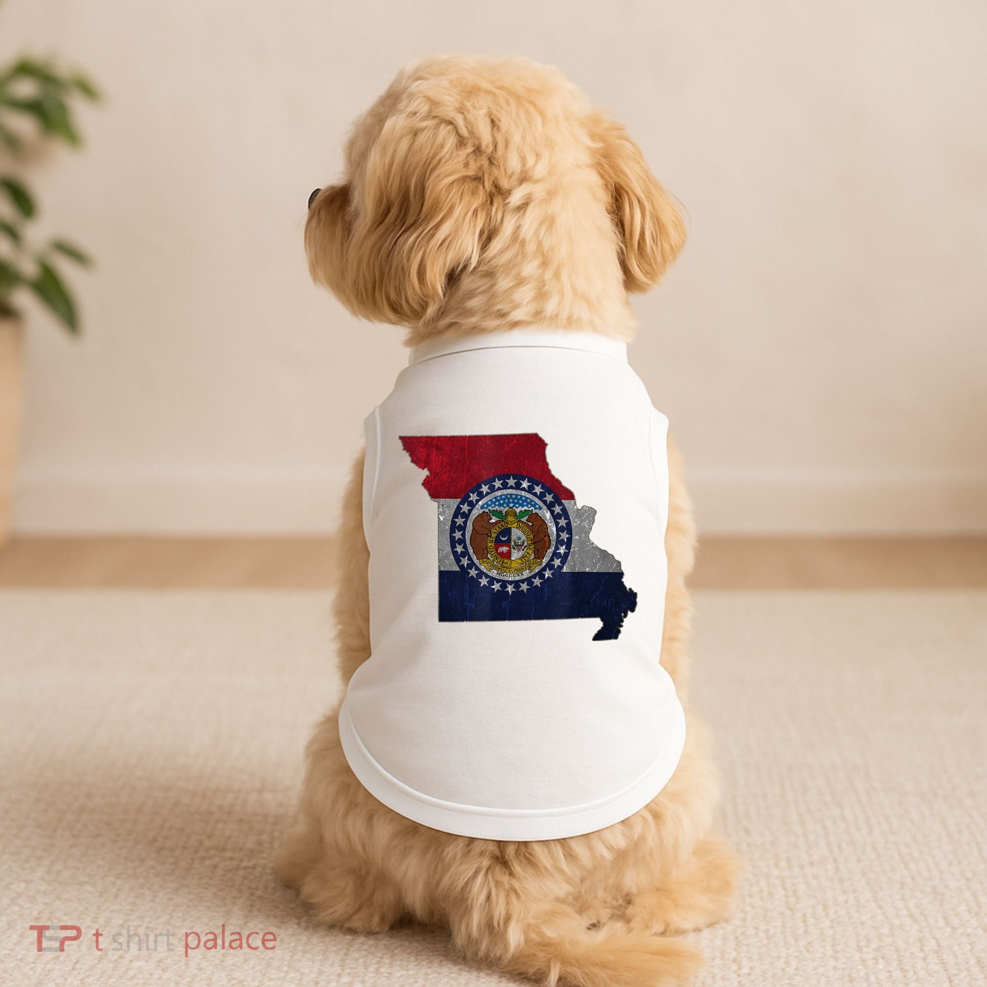 Missouri Map Flag State Distressed Doggie Tank