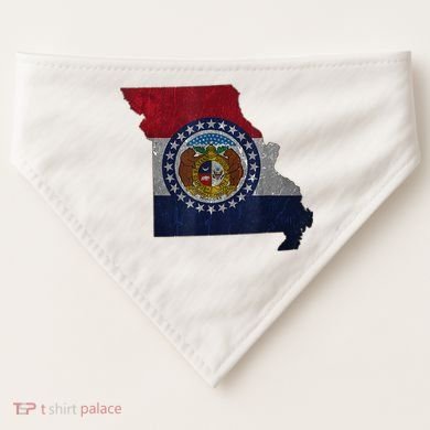 Missouri Map Flag State Distressed USA-Made Doggie Bandana