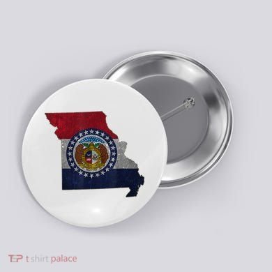 Missouri Map Flag State Distressed Button