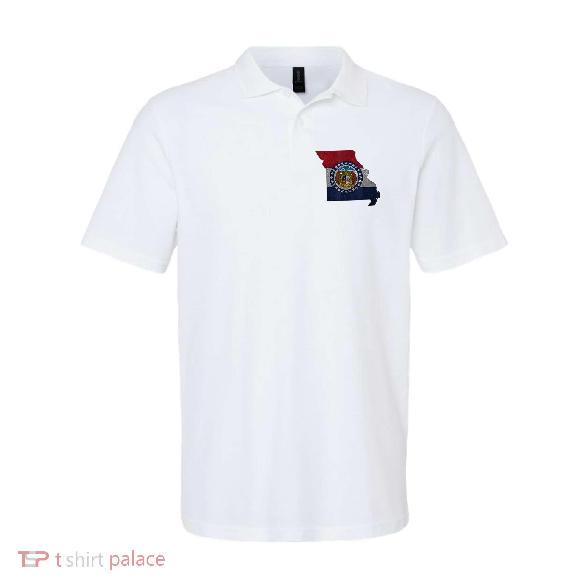 Missouri Map Flag State Distressed Polo