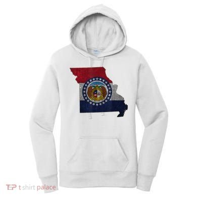 Missouri Map Flag State Distressed Women's Hoodie