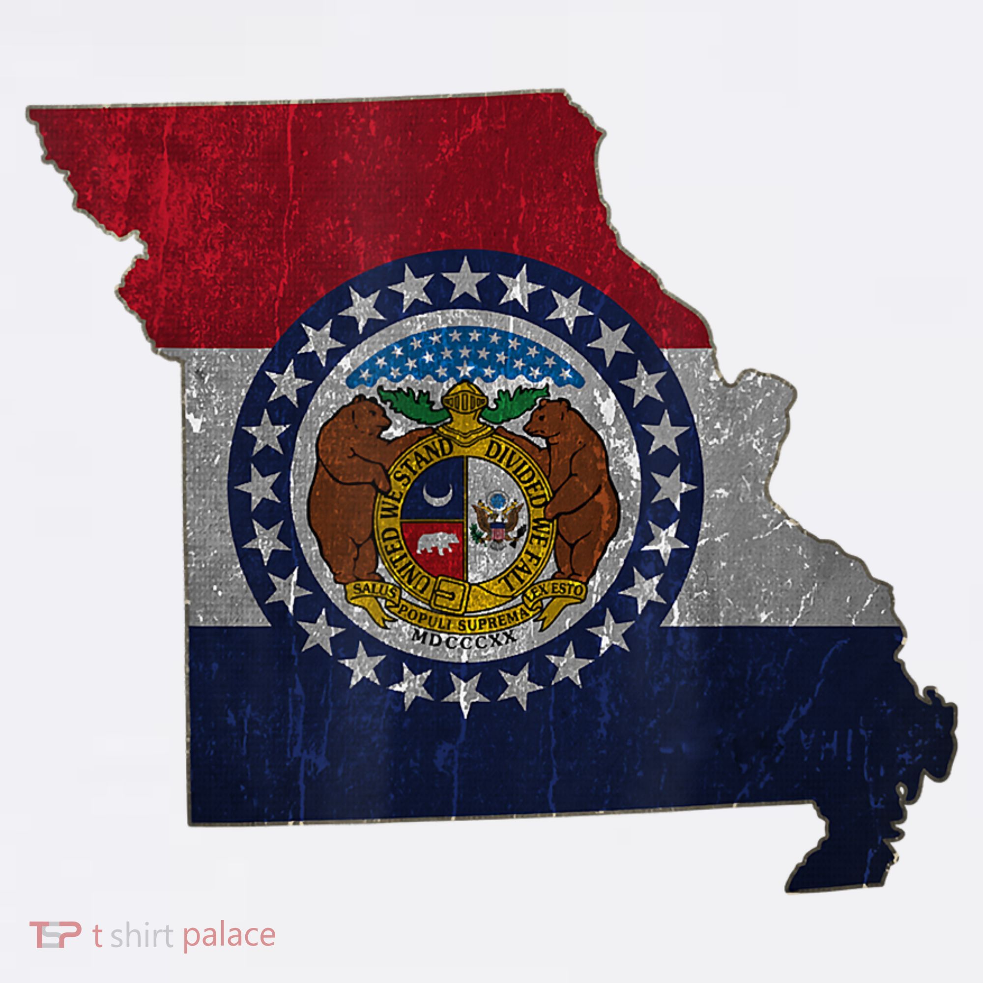 Missouri Map Flag State Distressed Ornament