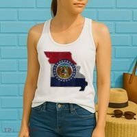 Missouri Map Flag State Distressed Women's Tank Top thumb 2