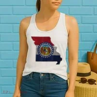 Missouri Map Flag State Distressed Women's Tank Top thumb 2