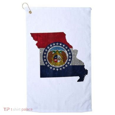 Missouri Map Flag State Distressed Golf Towel