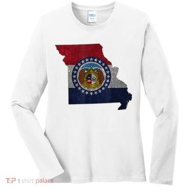 Missouri Map Flag State Distressed Women's Long Sleeve Shirt
