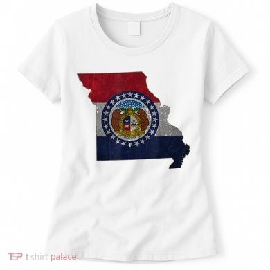 Missouri Map Flag State Distressed Women's T-Shirt