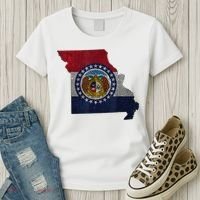 Missouri Map Flag State Distressed Women's T-Shirt thumb 3