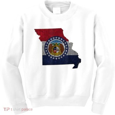 Missouri Map Flag State Distressed Kids Sweatshirt