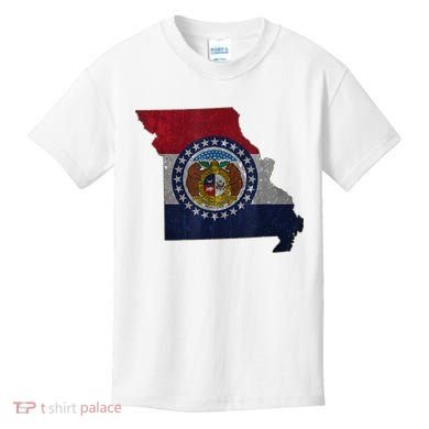Missouri Map Flag State Distressed Kids T-Shirt