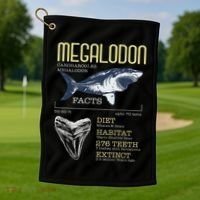 Megalodon Meg Facts Funny Shark Lover Golf Towel thumb 1
