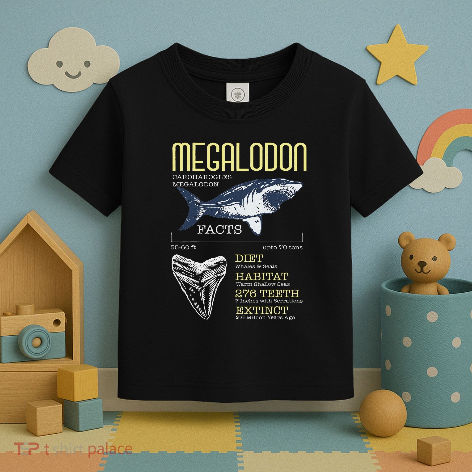 Megalodon Meg Facts Funny Shark Lover Toddler T-Shirt