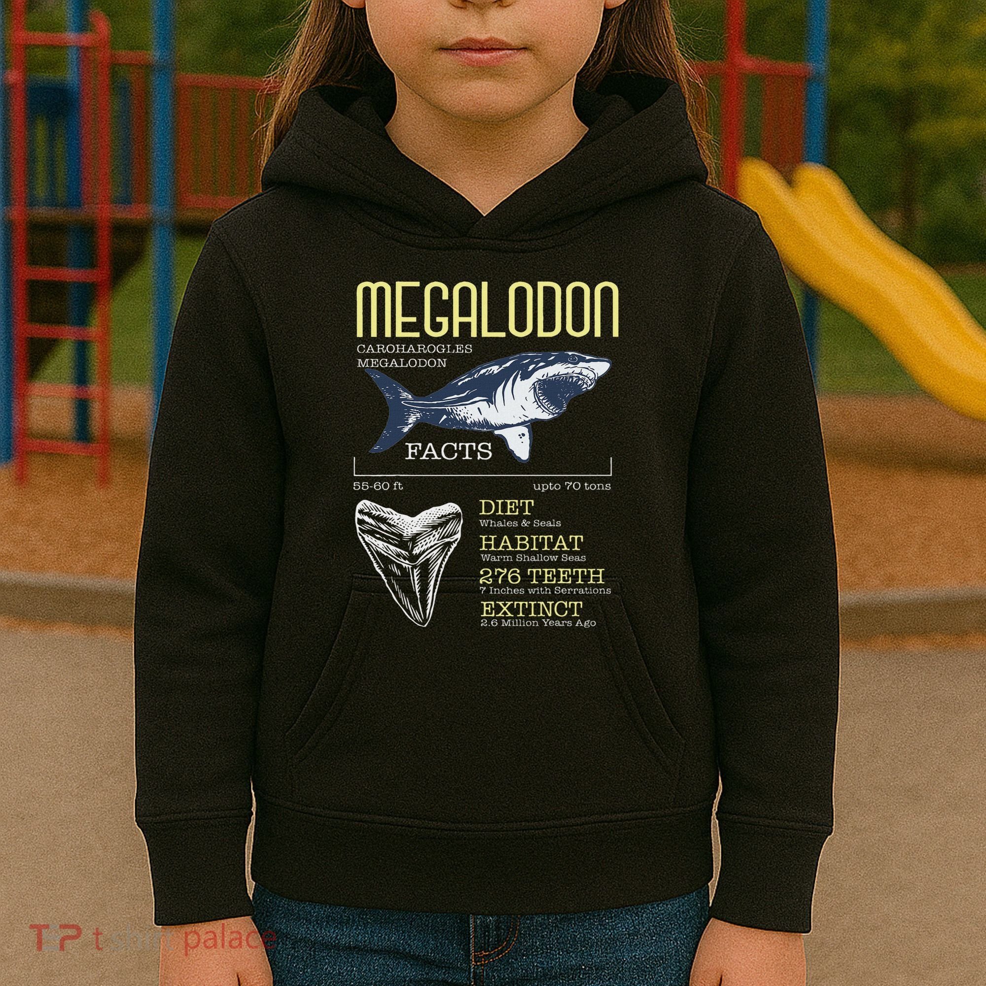 Megalodon Meg Facts Funny Shark Lover Kids Hoodie