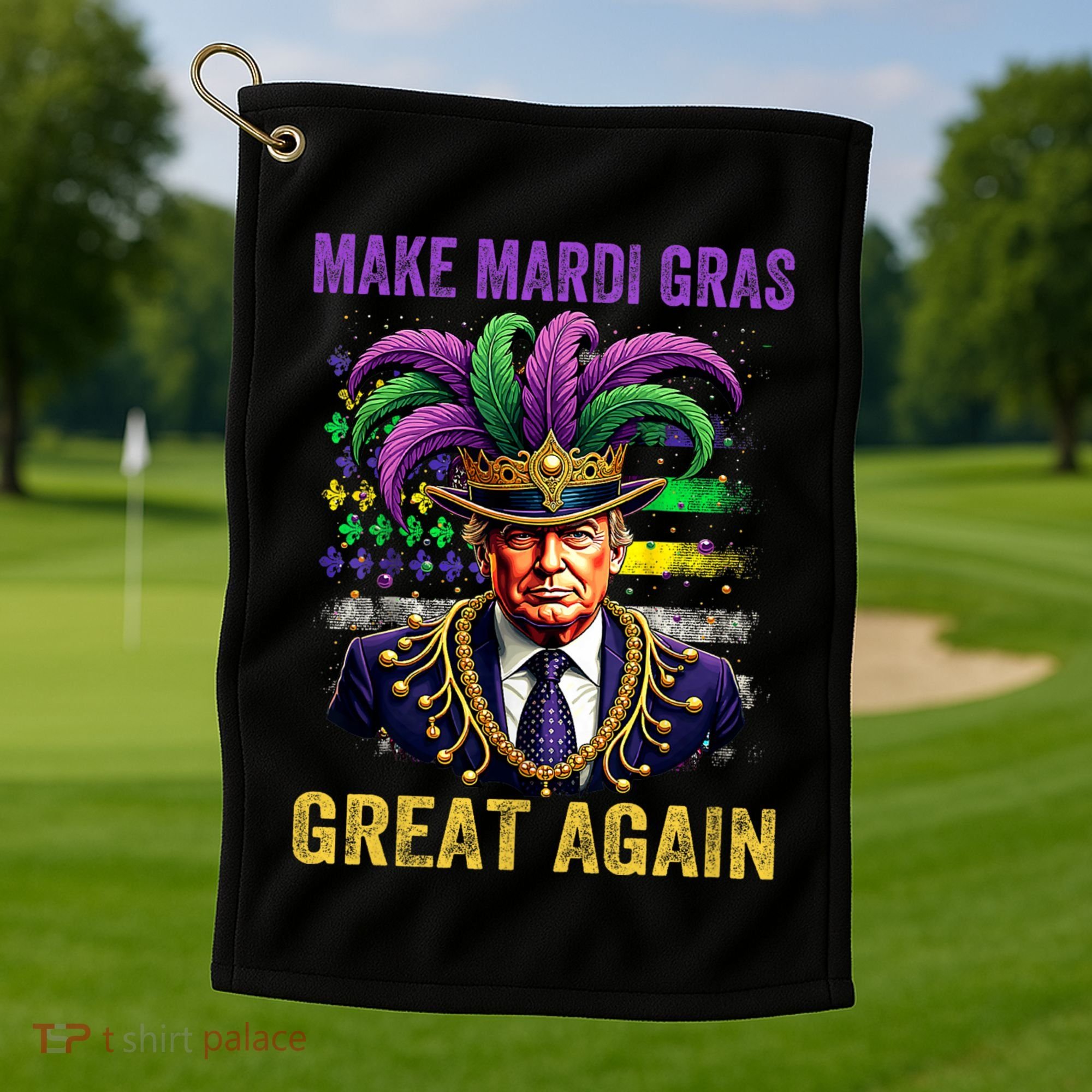 Make Mardi Gras Great Again Funny Mardi Gras Trump Golf Towel