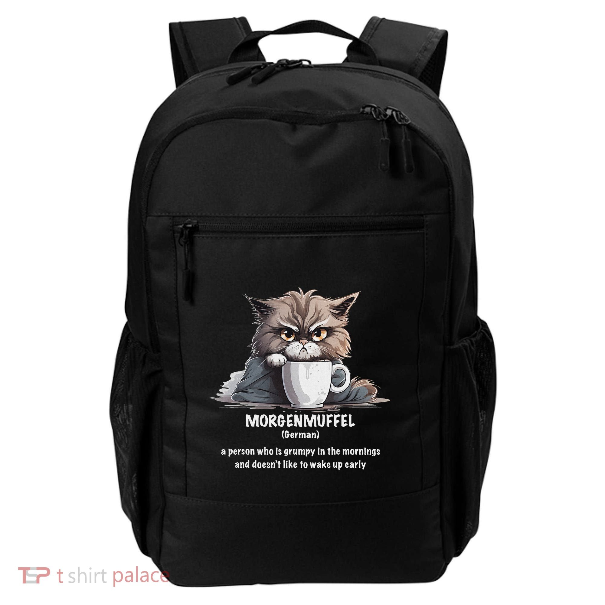 Morgenmuffel Morning Grouch Cute Grumpy In Morning Cat Wake Backpack