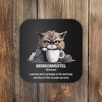 Morgenmuffel Morning Grouch Cute Grumpy In Morning Cat Wake Coaster thumb 0