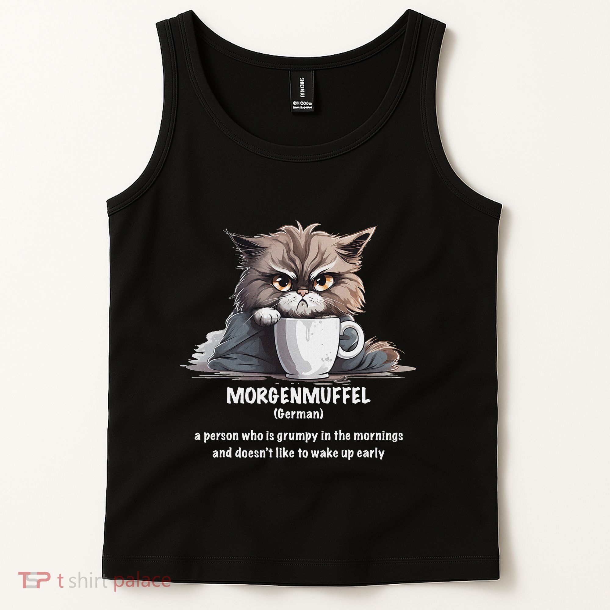 Morgenmuffel Morning Grouch Cute Grumpy In Morning Cat Wake Tank Top