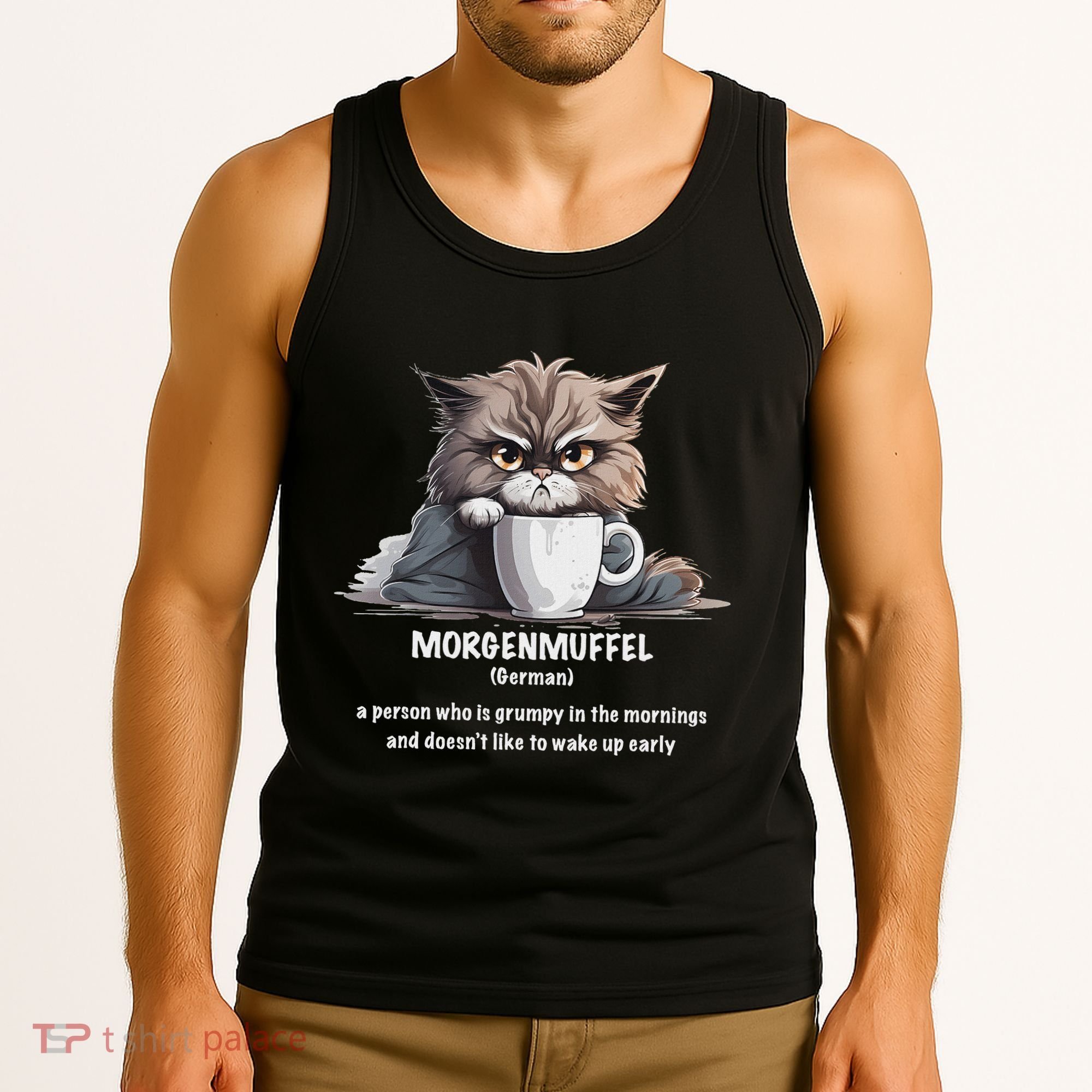 Morgenmuffel Morning Grouch Cute Grumpy In Morning Cat Wake Tank Top