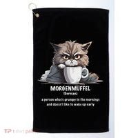 Morgenmuffel Morning Grouch Cute Grumpy In Morning Cat Wake Golf Towel thumb 0