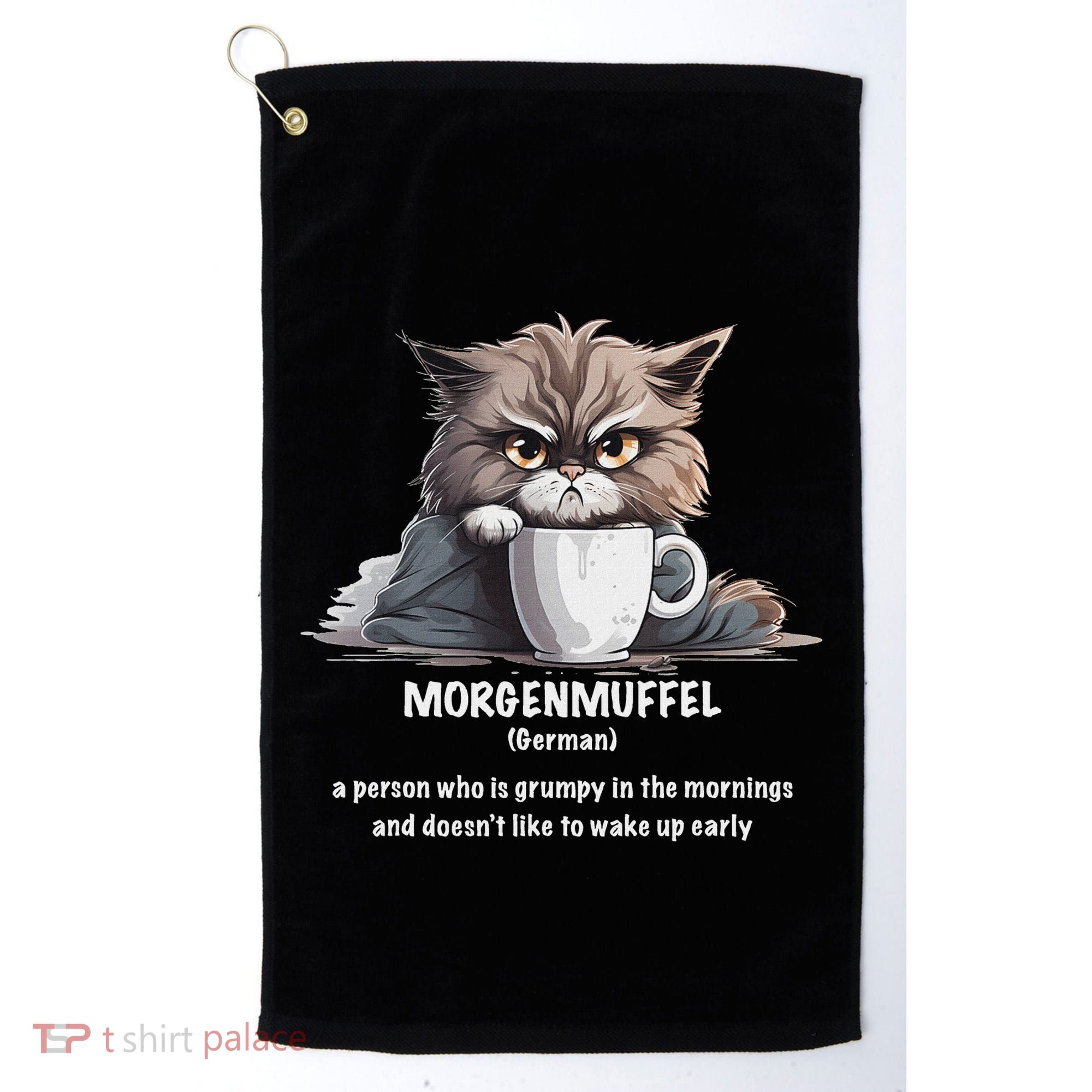Morgenmuffel Morning Grouch Cute Grumpy In Morning Cat Wake Golf Towel