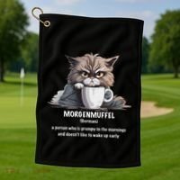 Morgenmuffel Morning Grouch Cute Grumpy In Morning Cat Wake Golf Towel thumb 1