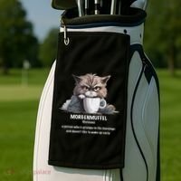 Morgenmuffel Morning Grouch Cute Grumpy In Morning Cat Wake Golf Towel thumb 2