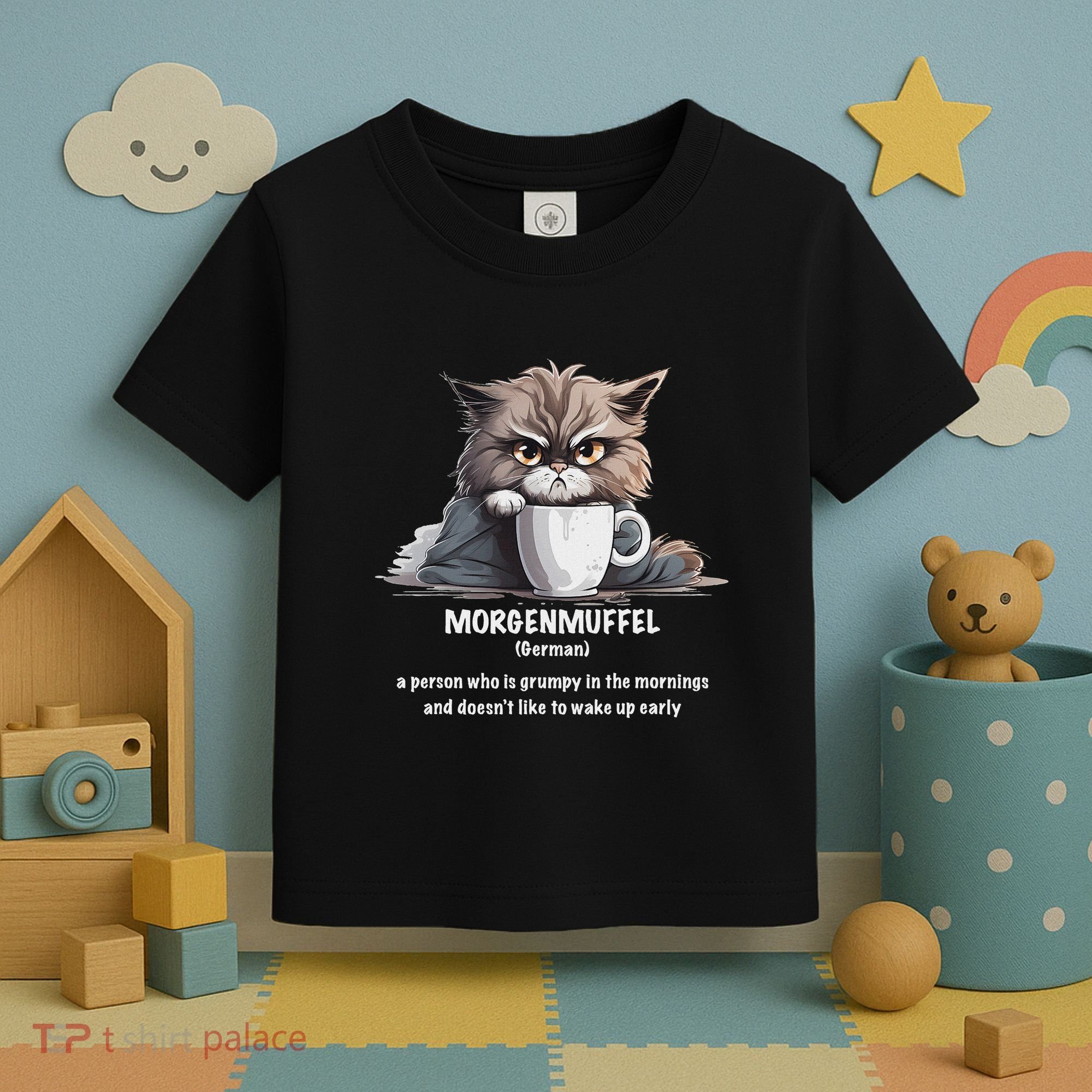 Morgenmuffel Morning Grouch Cute Grumpy In Morning Cat Wake Toddler T-Shirt