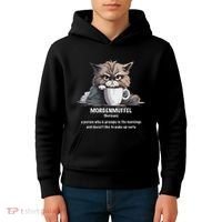 Morgenmuffel Morning Grouch Cute Grumpy In Morning Cat Wake Kids Hoodie thumb 4
