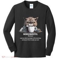 Morgenmuffel Morning Grouch Cute Grumpy In Morning Cat Wake Kids Long Sleeve Shirt thumb 0