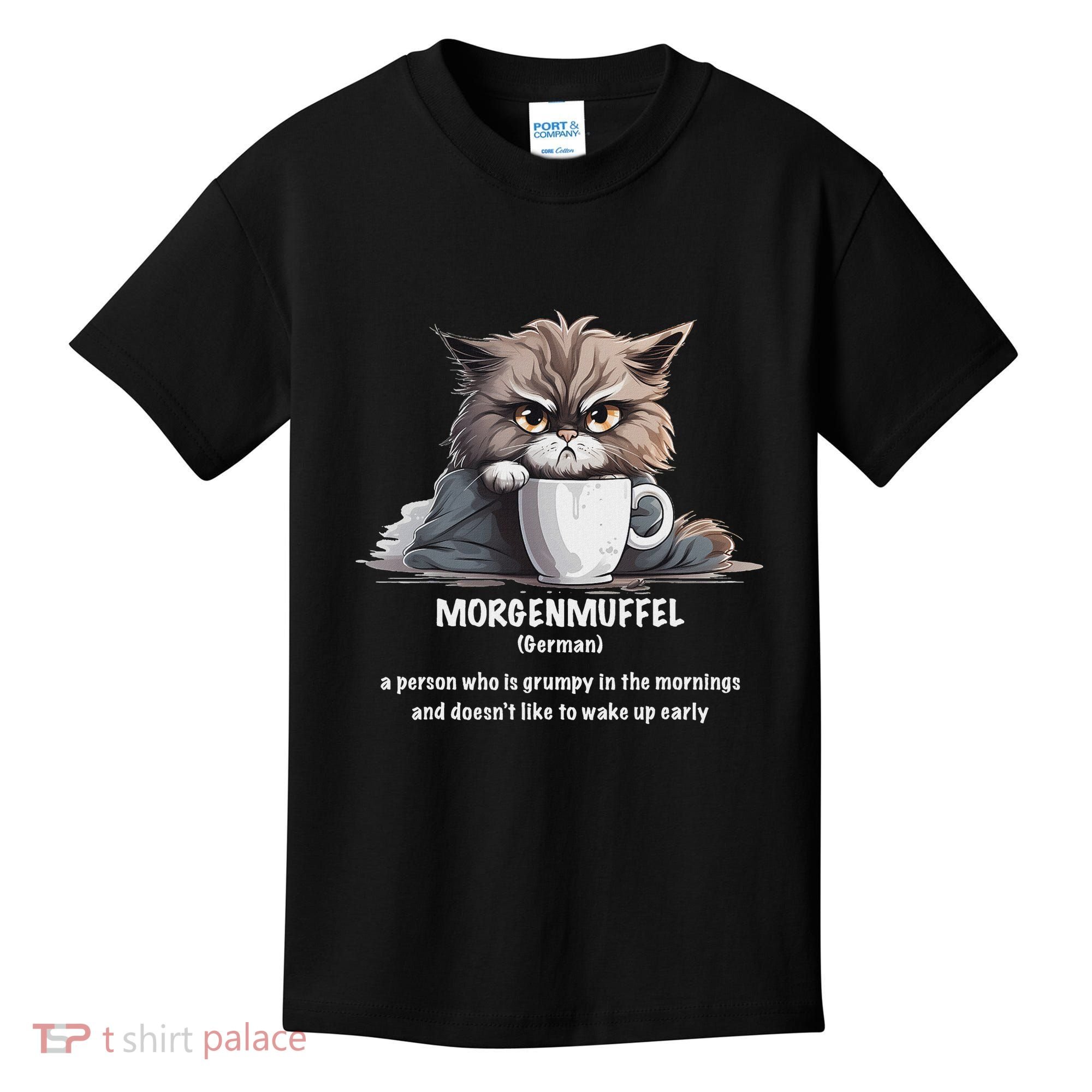 Morgenmuffel Morning Grouch Cute Grumpy In Morning Cat Wake Kids T-Shirt
