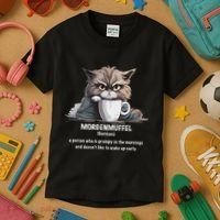 Morgenmuffel Morning Grouch Cute Grumpy In Morning Cat Wake Kids T-Shirt thumb 3