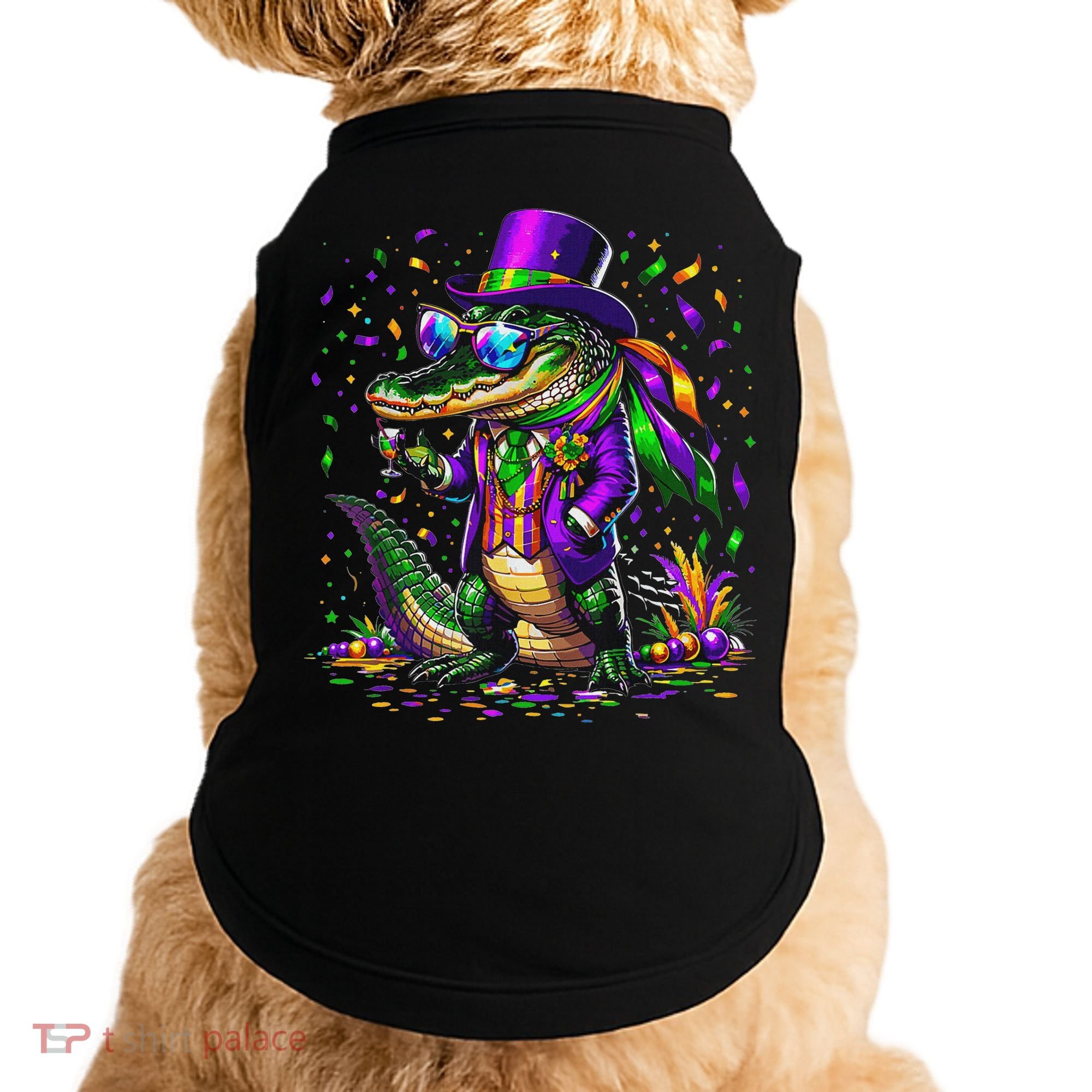 Mardigator Mardi Gras Alligator Costume Doggie Tank