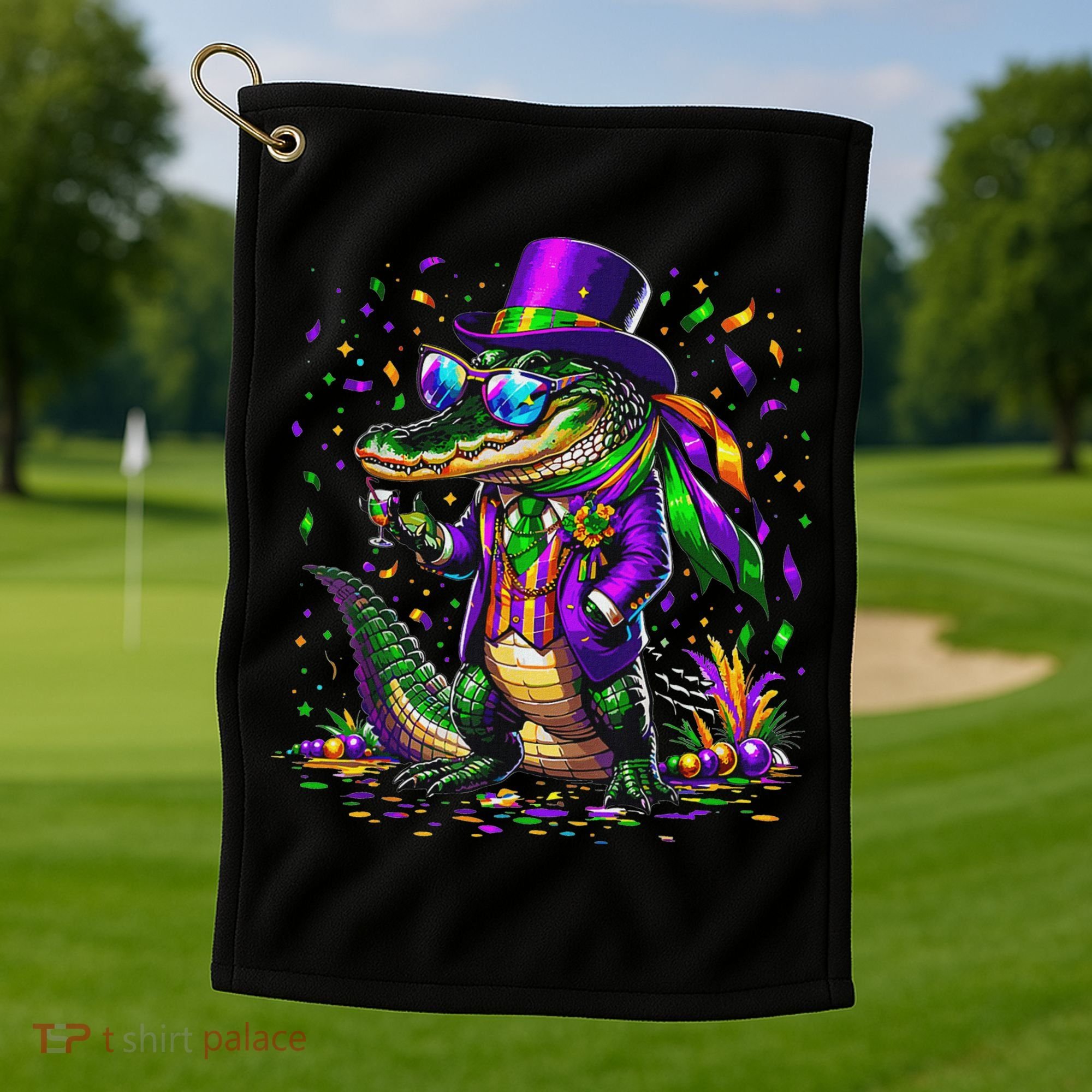 Mardigator Mardi Gras Alligator Costume Golf Towel