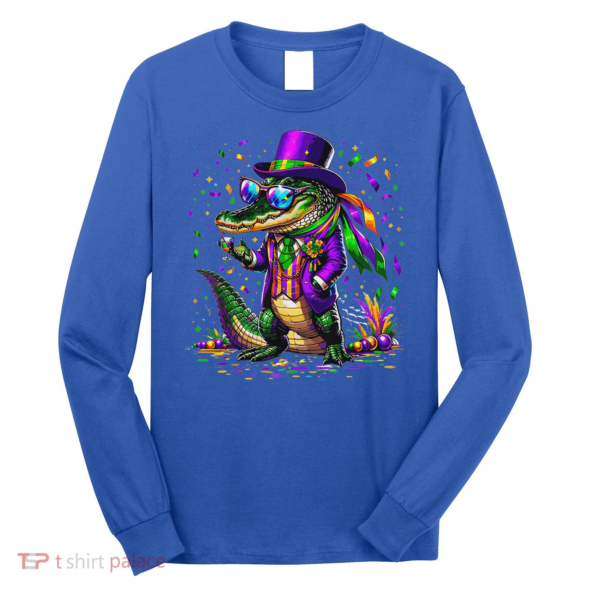 Mardigator Mardi Gras Alligator Costume Long Sleeve Shirt