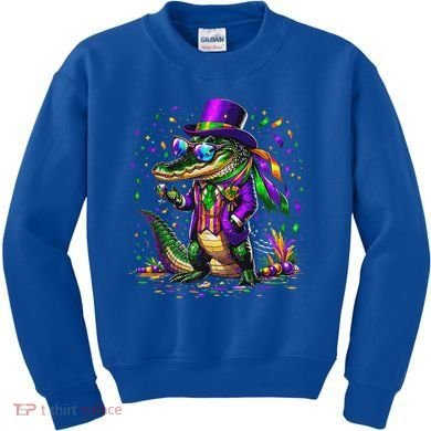 Mardigator Mardi Gras Alligator Costume Kids Sweatshirt