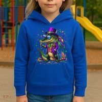 Mardigator Mardi Gras Alligator Costume Kids Hoodie thumb 3